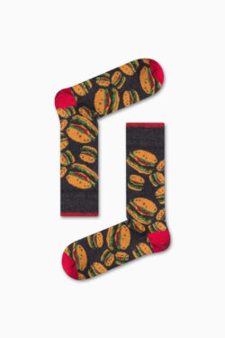 Κάλτσα Unisex με Σχέδιο Dark Grey Burgers