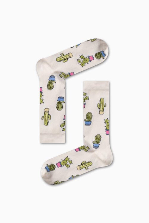 Κάλτσα Unisex με Σχέδιο White Cactus