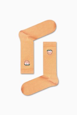 Κάλτσα Unisex με Κεντημα Peach