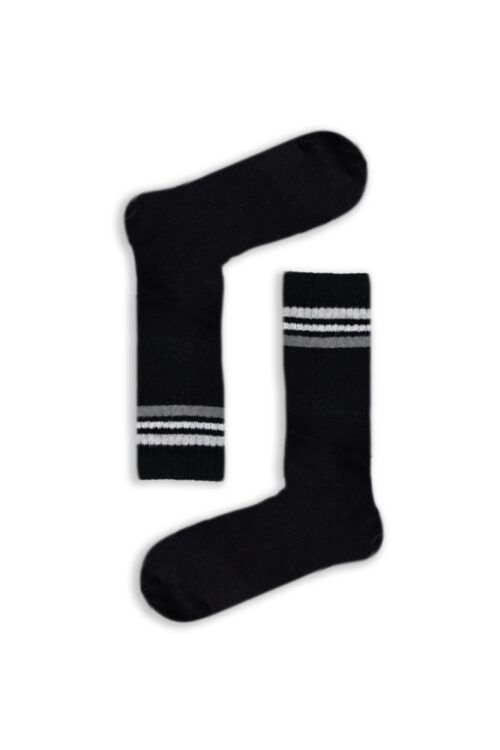 Κάλτσα Unisex με Σχέδιο Black Silver Stripes