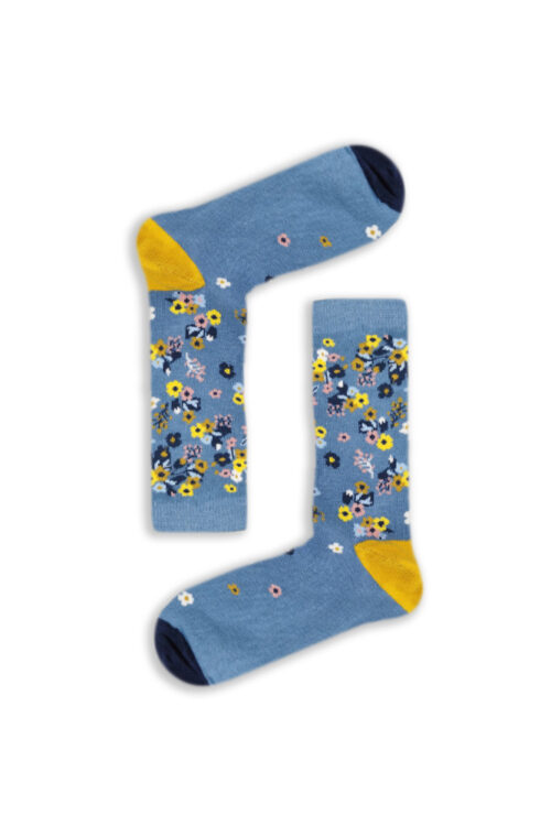 Κάλτσα Unisex με Σχέδιο Blue Yellow Flowers