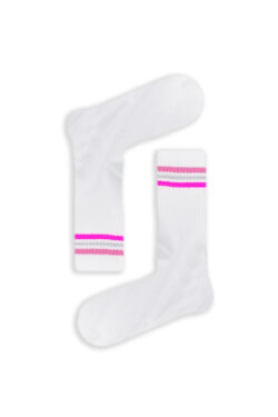 Κάλτσα Unisex με Σχέδιο White Pink Stripes
