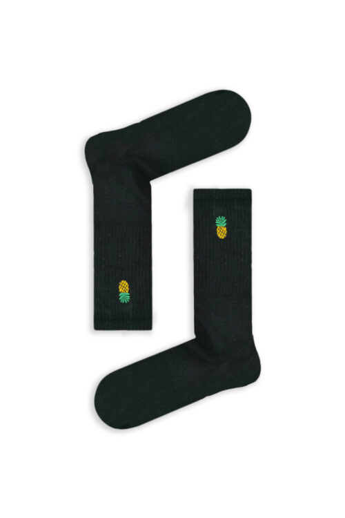 Κάλτσα Unisex με Σχέδιο Κέντημα Black Pineapple
