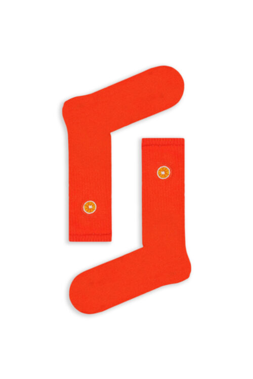 Κάλτσα Unisex με Σχέδιο Κέντημα Orange