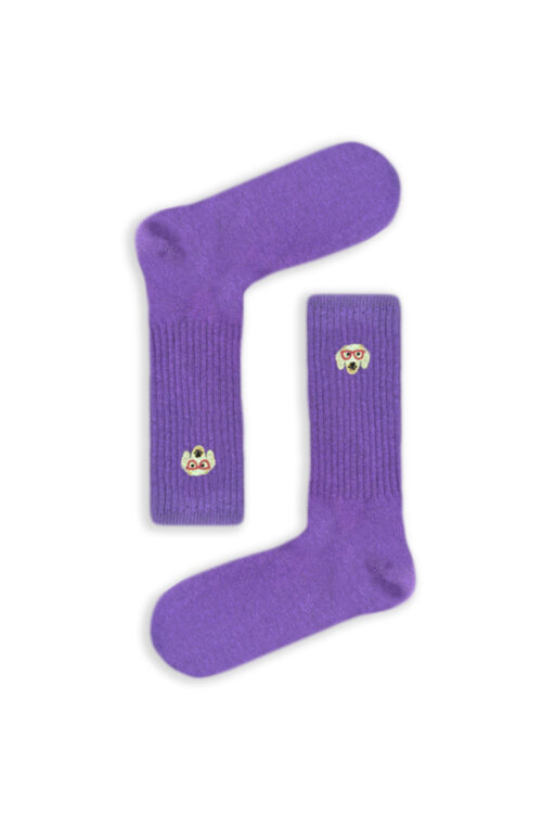 Κάλτσα Unisex με Σχέδιο Κέντημα Purple Dog