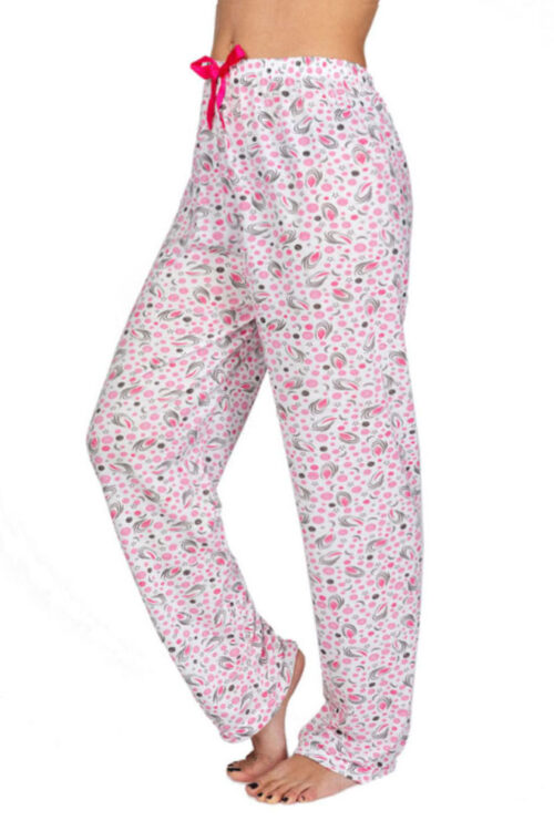 Γυναικείο Βαμβακερό Παντελόνι Πυτζάμα White Pink Dots