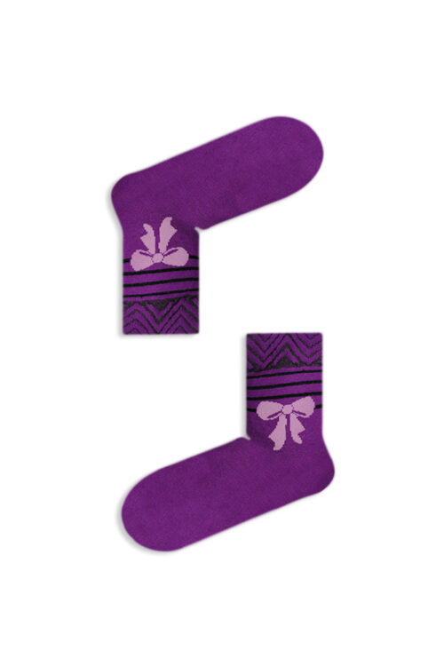 Κάλτσα Ημίκοντη Πετσετέ Purple Bow