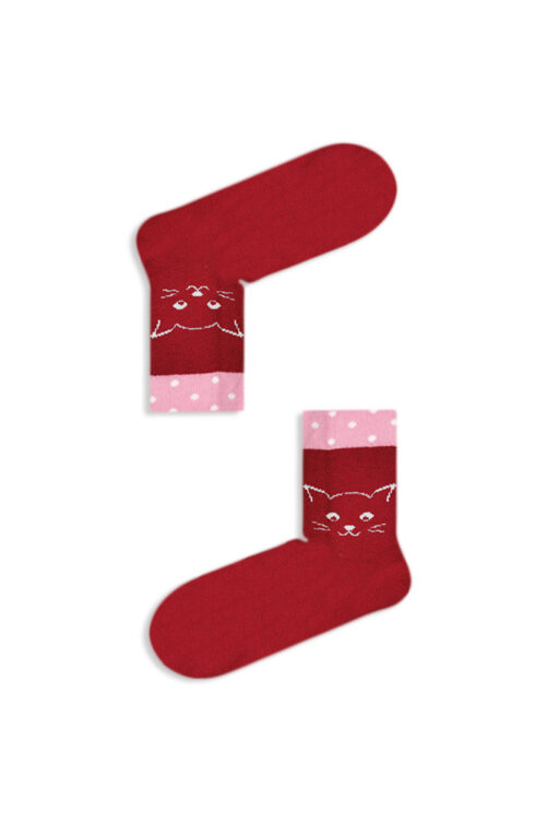 Κάλτσα Ημίκοντη Πετσετέ Pink Cat