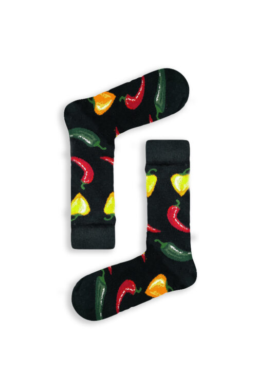 Κάλτσα Unisex με Σχέδιο Black With Peppers