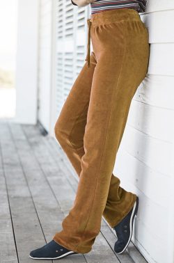 Γυναικείο Βελουτέ Παντελόνι Gold Brown