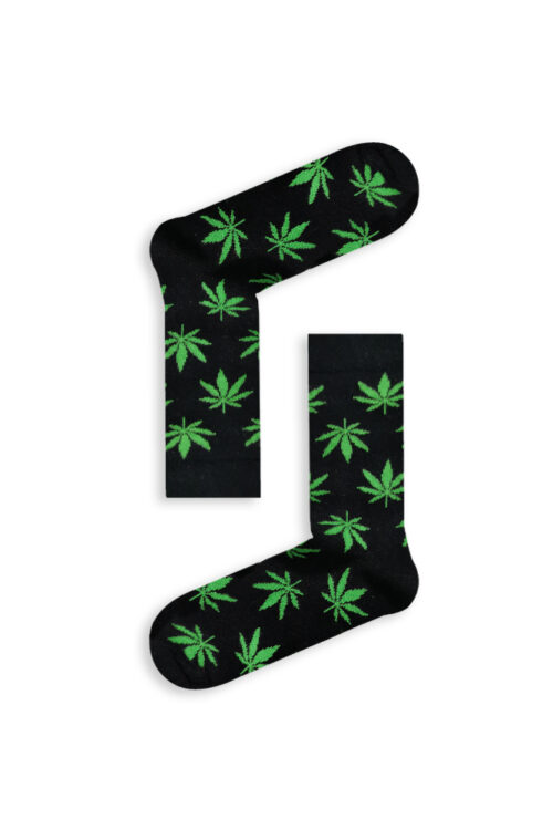 Κάλτσα Unisex με Σχέδιο Cannabis in Black