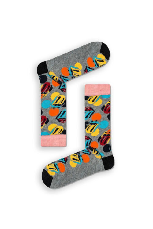 Κάλτσα Unisex με Σχέδιο Grey Colorful Tongues