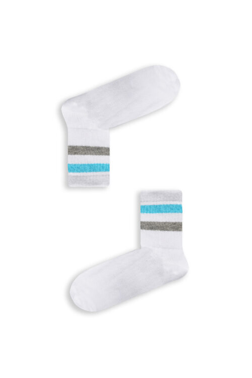 Κάλτσα Unisex με Σχέδιο White Blue Grey Lines