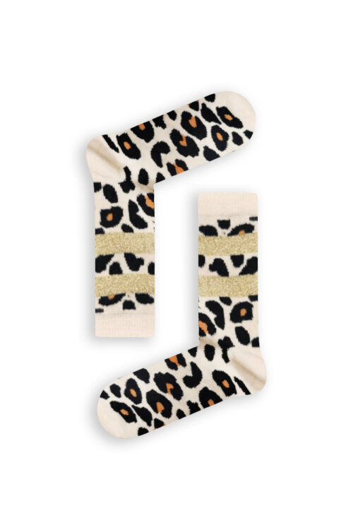Κάλτσα Unisex με Σχέδιο Leopard With Gold Stripes