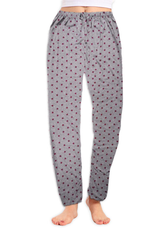 Γυναικείο Βαμβακερό Παντελόνι Πυτζάμα Grey With Dots