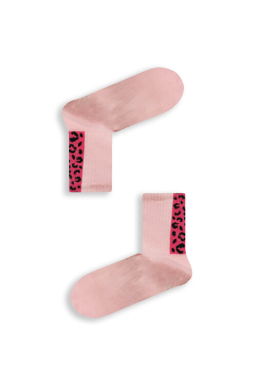 Κάλτσα Ημίκοντη Unisex με Σχέδιο Leopard Pale Pink