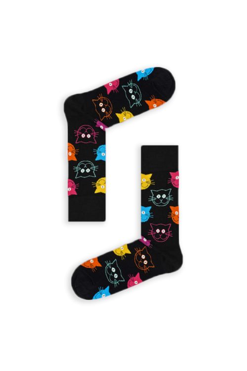 Κάλτσα Unisex με Σχέδιο Black Colorful Cat