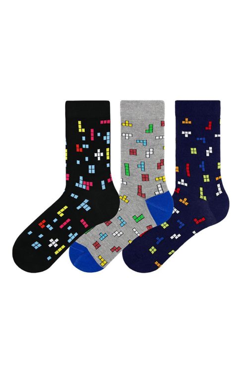 Κάλτσα Ανδρική με Σχέδιο Tetris -3τμχ