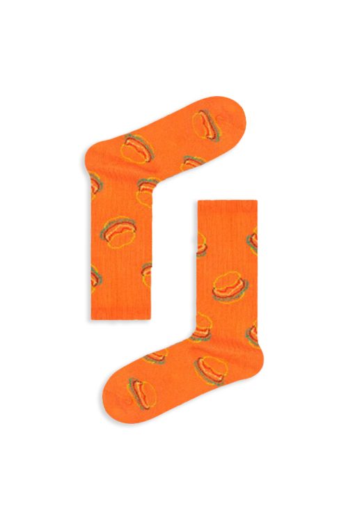 Κάλτσα Unisex με Σχέδιο Orange Burgers