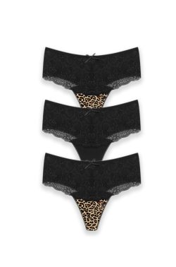 Γυναικείο Δαντελένιο String Κιλοτάκι Leopard - 3 Τεμαχίων
