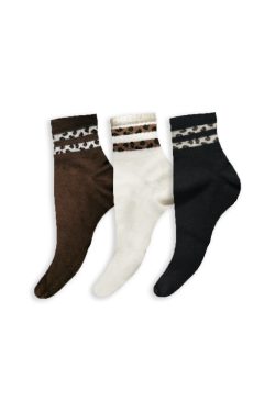 Alternative view of Κάλτσα Ημίκοντη Βαμβακερή Leopard Stripes -3τμχ