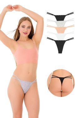 Alternative view of Γυναικείο Βαμβακερό String Κιλοτάκι- 5 Τεμαχίων