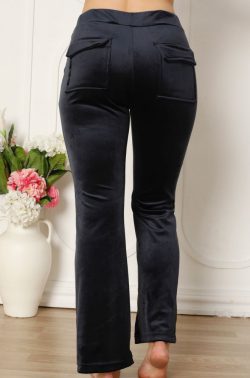 Γυναικείο Βελουτέ Παντελόνι Με Τσέπες Navy