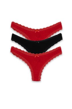 Βαμβακερό Brazil Κιλοτάκι Red Black - 3 Τεμαχίων