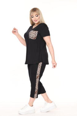 Γυναικείο Σετ Κάπρι Plus Size Leopard