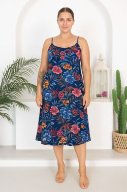 Γυναικείο Φόρεμα Blue With Flowers