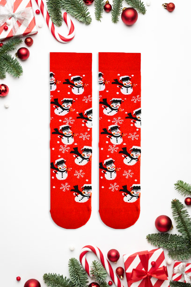 Κάλτσα Unisex με Σχέδιο Snowman