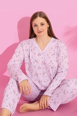 Γυναικεία Βισκόζ Πυτζάμα Lila Leaf