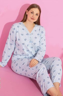 Γυναικεία Βισκόζ Πυτζάμα Blue Botanical